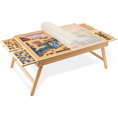 Jumbl - 1000-Piece Puzzle Board with Drawers, Foldable Legs & Cover - Wooden Jigsaw Puzzle Table Jumbl - 1000-Piece Puzzle Board with Drawers, Foldable Legs & Cover - Wooden Jigsaw Puzzle Table