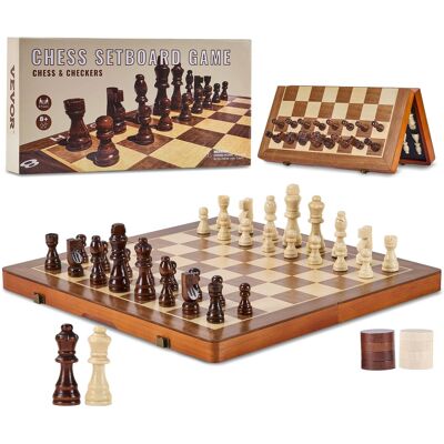 VEVOR - Magnetic Wooden Chess Set, 15 inch 2-IN-1 Chess Checkers Game Set, Folding Chess Board Games for Adults Kids - Red Walnut VEVOR - Magnetic Wooden Chess Set, 15 inch 2-IN-1 Chess Checkers Game Set, Folding Chess Board Games for Adults Kids - Red Walnut