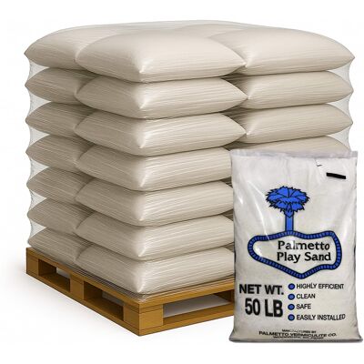 Palmetto - Natural Play Sand for Sand Box, Play Areas & Home Decor, 50 lb, 56 Pack Palmetto - Natural Play Sand for Sand Box, Play Areas & Home Decor, 50 lb, 56 Pack