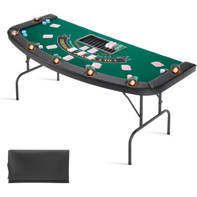 VEVOR - Foldable Poker Table, 7 Player 72 in Folding Casino Leisure Table with Padded Rails & Cup Holders - Green VEVOR - Foldable Poker Table, 7 Player 72 in Folding Casino Leisure Table with Padded Rails & Cup Holders - Green