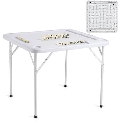 VEVOR - Mahjong Table, Square 4 Player Folding Card Table with 4 Cup Holders & 4 Chip Trays, Domino Game Table, 35.4 x 35.4-inch - White VEVOR - Mahjong Table, Square 4 Player Folding Card Table with 4 Cup Holders & 4 Chip Trays, Domino Game Table, 35.4 x 35.4-inch - White