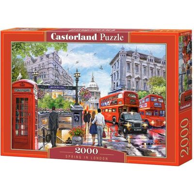 Castorland - 2000 Piece Jigsaw Puzzles, Spring in London, City center, Bus, UK, Great Britain, England, C-200788-2 - Red Castorland - 2000 Piece Jigsaw Puzzles, Spring in London, City center, Bus, UK, Great Britain, England, C-200788-2 - Red