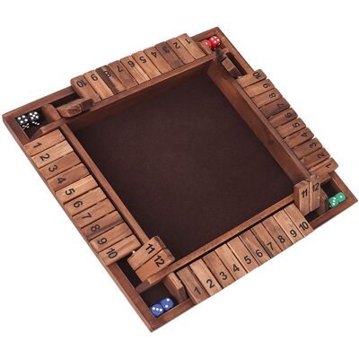 GSE Games & Sports Expert - 4-Player 12 Numbers Wooden Shut The Box Dice Board Game with 8 Dice. 4-Way Shut The Box Set GSE Games & Sports Expert - 4-Player 12 Numbers Wooden Shut The Box Dice Board Game with 8 Dice. 4-Way Shut The Box Set
