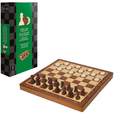 Asmodee - JTB03 Chess & Checkers - Folding Version - Black Asmodee - JTB03 Chess & Checkers - Folding Version - Black