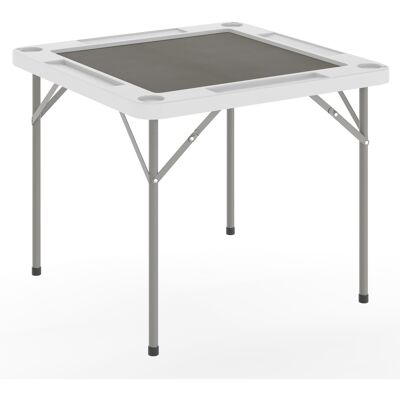 Emma + Oliver - Tannin 34.5" Square White Folding Card Game Table for 4-Players with a Green Felt Playing Surface and Cup Holders - White Top/Gray Felt Surface Emma + Oliver - Tannin 34.5" Square White Folding Card Game Table for 4-Players with a Green Felt Playing Surface and Cup Holders - White Top/Gray Felt Surface
