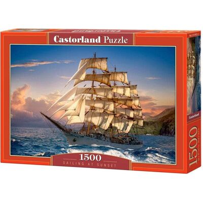 Castorland - 1500 Piece Jigsaw Puzzles, Sailing at Sunset, Sailing Ship Puzzle, Ocean Puzzle, Adult Puzzles, C-151431-2 - Red Castorland - 1500 Piece Jigsaw Puzzles, Sailing at Sunset, Sailing Ship Puzzle, Ocean Puzzle, Adult Puzzles, C-151431-2 - Red
