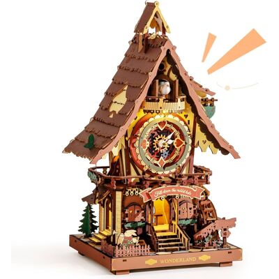 Robotime - ROKR Cuckoo Clock Mechanical 3D Wooden Puzzle - Brown Robotime - ROKR Cuckoo Clock Mechanical 3D Wooden Puzzle - Brown