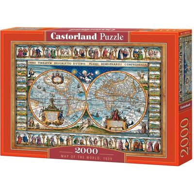 Castorland - 2000 Piece Jigsaw Puzzles, Map of the world 1639, Cartographic map, Historic puzzles, Geographic, C-200733-2 - Red Castorland - 2000 Piece Jigsaw Puzzles, Map of the world 1639, Cartographic map, Historic puzzles, Geographic, C-200733-2 - Red