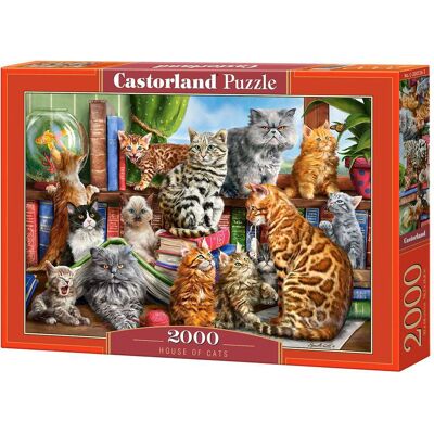2000 Piece Jigsaw Puzzles, House of Cats, Happy Cats, Pets, Animals, Cats and Kittens, Castorland C-200726-2 - Red 2000 Piece Jigsaw Puzzles, House of Cats, Happy Cats, Pets, Animals, Cats and Kittens, Castorland C-200726-2 - Red