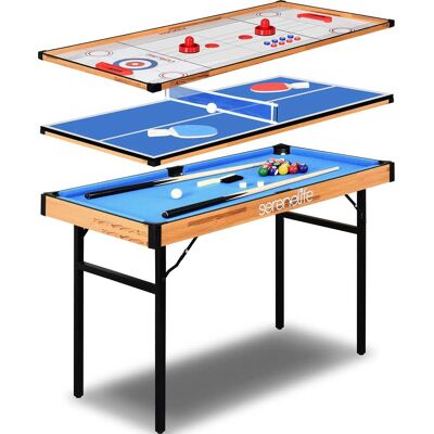 SereneLife - SLMTGTBL22 4-in-1 Multi Game Table, 4’x2’ Folding Arcade, Ping Pong, Air Hockey, Pool, Shuffleboard SereneLife - SLMTGTBL22 4-in-1 Multi Game Table, 4’x2’ Folding Arcade, Ping Pong, Air Hockey, Pool, Shuffleboard