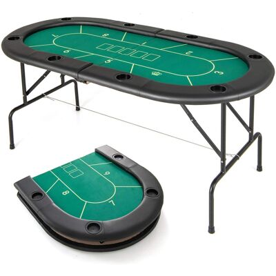 Costway - 8 Players Card Board Game Table with 8 Cup Holders Casino-Grade Felt Surface - Green Costway - 8 Players Card Board Game Table with 8 Cup Holders Casino-Grade Felt Surface - Green