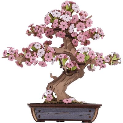 Robotime - Rolife 3D Wooden Puzzle Flower for Adults, DIY Sakura Bonsai Tree Plants for Home Table Decor, Creative Cherry Blossom - Brown Robotime - Rolife 3D Wooden Puzzle Flower for Adults, DIY Sakura Bonsai Tree Plants for Home Table Decor, Creative Cherry Blossom - Brown