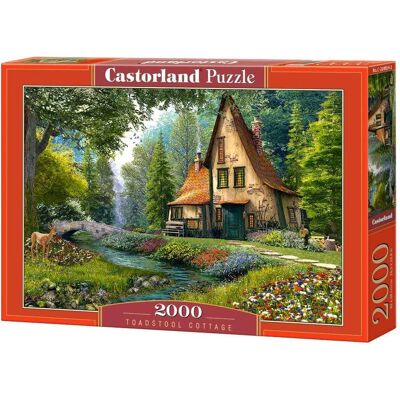 2000 Piece Jigsaw Puzzles, Toadstool Cottage, Charming Nook, Pond, Countryside, Castorland C-200634-2 - Red 2000 Piece Jigsaw Puzzles, Toadstool Cottage, Charming Nook, Pond, Countryside, Castorland C-200634-2 - Red