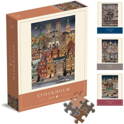 Martin Schwartz - 500 Piece Jigsaw Puzzle for Adults – Cityscape Illustration of Stockholm Martin Schwartz - 500 Piece Jigsaw Puzzle for Adults – Cityscape Illustration of Stockholm