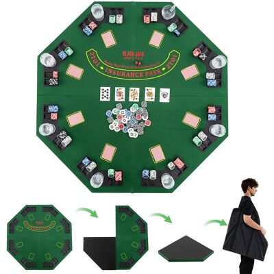 Gymax - 8-Player Portable Poker Table Top w/Cup Holders & Chip Trays Carrying Bag - Green Gymax - 8-Player Portable Poker Table Top w/Cup Holders & Chip Trays Carrying Bag - Green