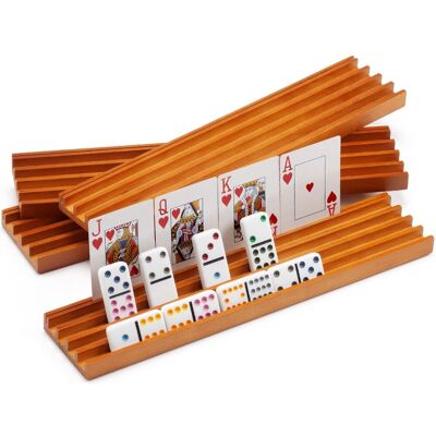 GSE Games & Sports Expert - Domino & Playing Card Racks Set of 4, Wooden Domino and Playing Cards Trays Holders Organizer GSE Games & Sports Expert - Domino & Playing Card Racks Set of 4, Wooden Domino and Playing Cards Trays Holders Organizer