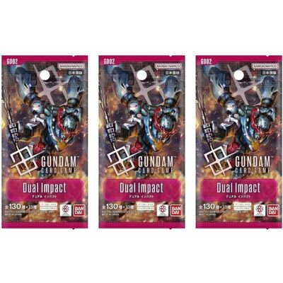 Bandai - Gundam Card Game Booster Pack - Dual Impact (GD02) (Japanese) - 3 Packs - 18 Cards Bandai - Gundam Card Game Booster Pack - Dual Impact (GD02) (Japanese) - 3 Packs - 18 Cards