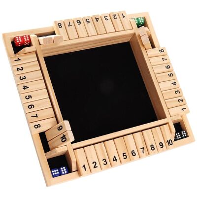 GSE Games & Sports Expert - 4-Player 10 Numbers Wooden Shut The Box Dice Board Game with 8 Dice. 4-Way Shut The Box Set - Natural Wood GSE Games & Sports Expert - 4-Player 10 Numbers Wooden Shut The Box Dice Board Game with 8 Dice. 4-Way Shut The Box Set - Natural Wood