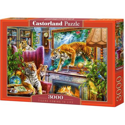Castorland - 3000 Piece Jigsaw Puzzles, Tigers Coming to Life, Art. Puzzles, Animals on surrealistic scenerry, C-300556-2 - Red Castorland - 3000 Piece Jigsaw Puzzles, Tigers Coming to Life, Art. Puzzles, Animals on surrealistic scenerry, C-300556-2 - Red