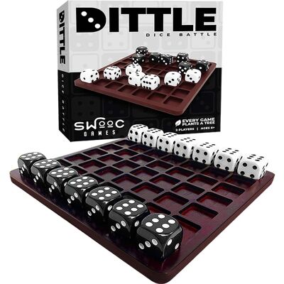 Swooc Games - Dittle - Dice Battle - Ages 6+ - Unique Wooden Coffee Table Games For Adults And Family - Best Board Games For Kids - Brown Swooc Games - Dittle - Dice Battle - Ages 6+ - Unique Wooden Coffee Table Games For Adults And Family - Best Board Games For Kids - Brown