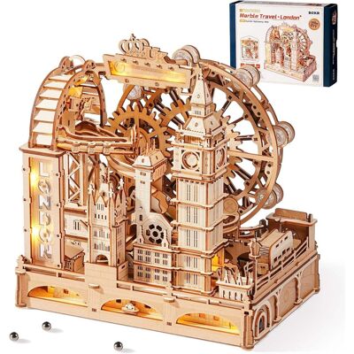 Robotime - ROKR 3D Wooden Puzzles for Adults, Marble Travel London,431Piece 3D Puzzles, Marble Run Gift for Adults - Brown Robotime - ROKR 3D Wooden Puzzles for Adults, Marble Travel London,431Piece 3D Puzzles, Marble Run Gift for Adults - Brown