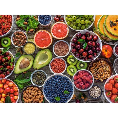 Castorland - 2000 Piece Jigsaw Puzzles, Table Full of Superfood, Food puzzles, C-200993-2 - Red Castorland - 2000 Piece Jigsaw Puzzles, Table Full of Superfood, Food puzzles, C-200993-2 - Red