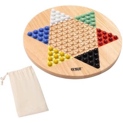 GSE Games & Sports Expert - 15" Jumbo Oak Wood Chinese Checkers Board Game Set with Colorful Glass Marbles, Classic Board Game GSE Games & Sports Expert - 15" Jumbo Oak Wood Chinese Checkers Board Game Set with Colorful Glass Marbles, Classic Board Game