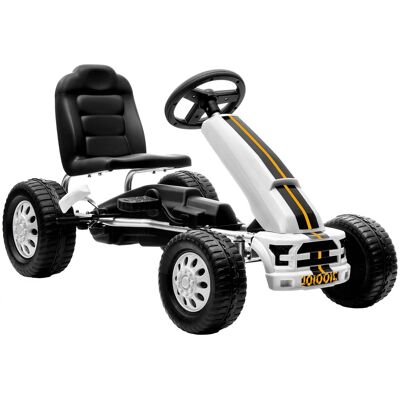 Qaba - Pedal Go Kart with Steering Wheel - White Qaba - Pedal Go Kart with Steering Wheel - White