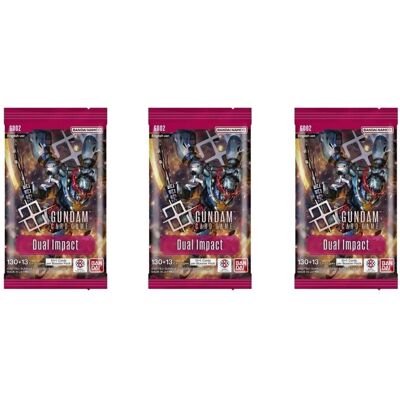 Bandai - Gundam Card Game Booster Pack - Dual Impact (GD02) - 3 Packs - 36 Cards Bandai - Gundam Card Game Booster Pack - Dual Impact (GD02) - 3 Packs - 36 Cards