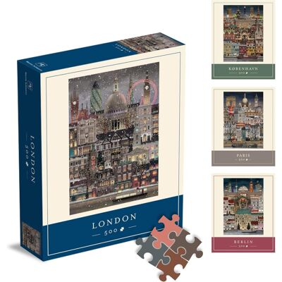 Martin Schwartz - 500 Piece Jigsaw Puzzle for Adults – Cityscape Illustration of London Martin Schwartz - 500 Piece Jigsaw Puzzle for Adults – Cityscape Illustration of London