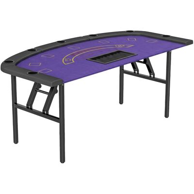 Soozier - Table Foldable, 72" Portable Casino Blackjack Table for 8 Players with Felt Surface, Cup Holders - Dark Blue Soozier - Table Foldable, 72" Portable Casino Blackjack Table for 8 Players with Felt Surface, Cup Holders - Dark Blue