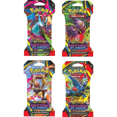 Pokémon - Trading Card Game: Mega Evolution - Phantasmal Flames Sleeved Booster (1 Sleeved Booster per Order) - Styles May Vary Pokémon - Trading Card Game: Mega Evolution - Phantasmal Flames Sleeved Booster (1 Sleeved Booster per Order) - Styles May Vary