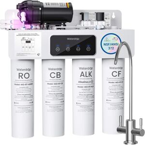 Waterdrop - WD-T4-A Alkaline pH+ Reverse Osmosis Water Filter, NSF/ANSI 372 Certified, 10-Stage, 450GPD - White Waterdrop - WD-T4-A Alkaline pH+ Reverse Osmosis Water Filter, NSF/ANSI 372 Certified, 10-Stage, 450GPD - White