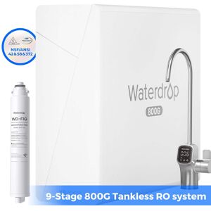 Waterdrop - X8-Alkaline Mineral pH+ Tankless Reverse Osmosis System Extar F1G Filter - White Waterdrop - X8-Alkaline Mineral pH+ Tankless Reverse Osmosis System Extar F1G Filter - White