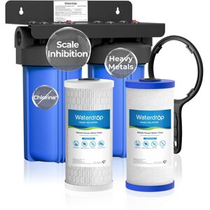 Waterdrop - WD-WHF21-SH 2 Stage Whole House Water Filter System, with Heavy Metal and Anti-Scale Sediment Filter - Blue Waterdrop - WD-WHF21-SH 2 Stage Whole House Water Filter System, with Heavy Metal and Anti-Scale Sediment Filter - Blue