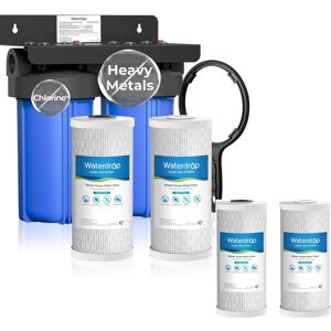Waterdrop - WD-WHF21-PBH 2 Stage Whole House Water Filter System, with Heavy Metal Sediment Filter Extra WD-WF10PBH Filters - Blue Waterdrop - WD-WHF21-PBH 2 Stage Whole House Water Filter System, with Heavy Metal Sediment Filter Extra WD-WF10PBH Filters - Blue