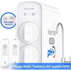 Waterdrop - G5P500A Alkaline Mineral pH+ Reverse Osmosis Water Filter, NSF/ANSI 372 Certified, 8 Stage Reverse Osmosis Sys - White Waterdrop - G5P500A Alkaline Mineral pH+ Reverse Osmosis Water Filter, NSF/ANSI 372 Certified, 8 Stage Reverse Osmosis Sys - White