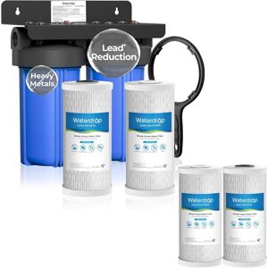 Waterdrop - WD-WHF21-PBL 2 Stage Whole House Water Filter System, with Carbon and Sediment Filter Extra WD-WF10PBL Filters - Blue Waterdrop - WD-WHF21-PBL 2 Stage Whole House Water Filter System, with Carbon and Sediment Filter Extra WD-WF10PBL Filters - Blue