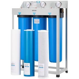 VEVOR - Whole House Water Filter System, 3-Stage Sediment, KDF, CTO 4.5" x 20" Home Water Purifier Filter Reduce Heavy Metal - Blue, White VEVOR - Whole House Water Filter System, 3-Stage Sediment, KDF, CTO 4.5" x 20" Home Water Purifier Filter Reduce Heavy Metal - Blue, White