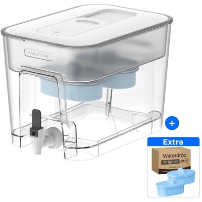 Waterdrop - WFD-22W-DF-A Water Filter Dispenser, Alkaline 40-Cup Water Purifier, with 2+2 Filters - White Waterdrop - WFD-22W-DF-A Water Filter Dispenser, Alkaline 40-Cup Water Purifier, with 2+2 Filters - White