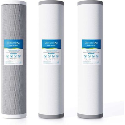 Waterdrop - Whole House Water Filter,Carbon Filter, Reduce Iron & Manganese Filter Cartridge - White Waterdrop - Whole House Water Filter,Carbon Filter, Reduce Iron & Manganese Filter Cartridge - White