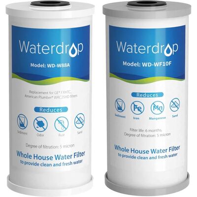 Waterdrop - Whole House Water Filter, Carbon Filter, Reduce Iron & Manganese Filter Cartridge - White Waterdrop - Whole House Water Filter, Carbon Filter, Reduce Iron & Manganese Filter Cartridge - White
