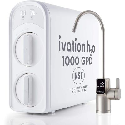 Ivation - H2O 600 GPD Tankless RO Water Purifier, 8-Stage Filter, NSF Certified, Smart LED Faucet - White Ivation - H2O 600 GPD Tankless RO Water Purifier, 8-Stage Filter, NSF Certified, Smart LED Faucet - White