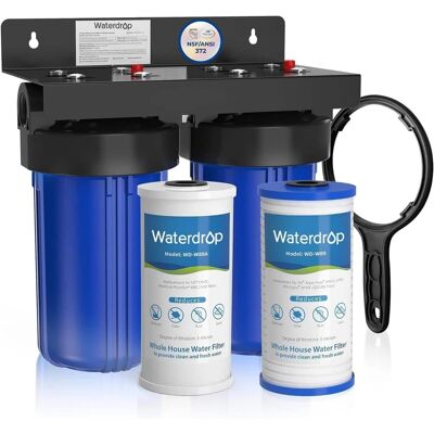 Waterdrop - WD-WHF21-PG Whole House Water Filter System, with Carbon Filter and Sediment Filter, 5-Stage Filtration - Blue Waterdrop - WD-WHF21-PG Whole House Water Filter System, with Carbon Filter and Sediment Filter, 5-Stage Filtration - Blue