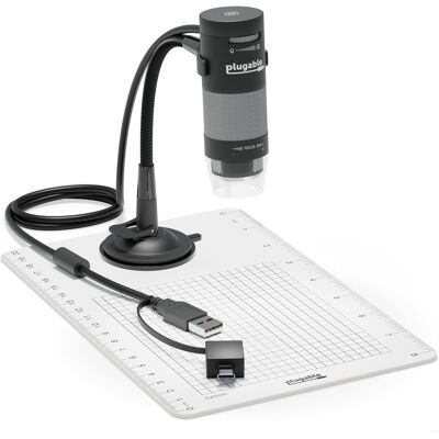 Plugable - USB Digital Microscope 250x, 2MP Micro Camera with Flexible Arm Stand - Handheld USB & USB-C Microscope for Adu - Black Plugable - USB Digital Microscope 250x, 2MP Micro Camera with Flexible Arm Stand - Handheld USB & USB-C Microscope for Adu - Black