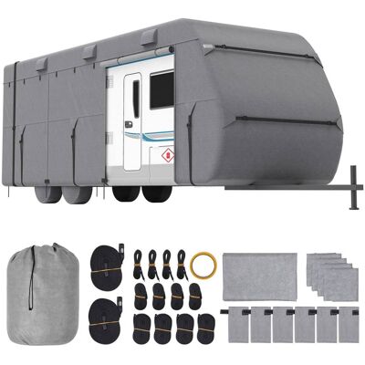 VEVOR - Travel Trailer Cover, 30-33 ft RV Cover, 4-Layer Non-Woven Fabric Camper Cover, Waterproof, Windproof and Rip-Stop Class - Gray VEVOR - Travel Trailer Cover, 30-33 ft RV Cover, 4-Layer Non-Woven Fabric Camper Cover, Waterproof, Windproof and Rip-Stop Class - Gray