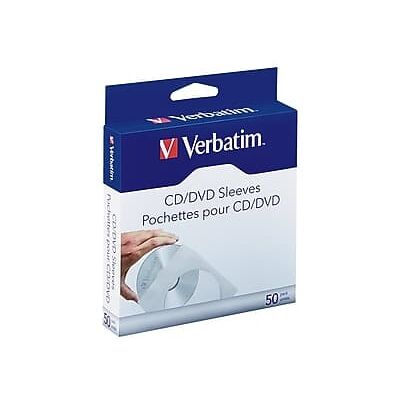 Verbatim - Sleeve for CD/DVD, 50/Box - White Verbatim - Sleeve for CD/DVD, 50/Box - White