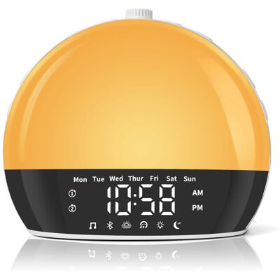 Dazzed Corner - Wake Up Light Sunrise Alarm Clock,FM Radio - White Dazzed Corner - Wake Up Light Sunrise Alarm Clock,FM Radio - White