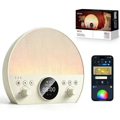 Neewer - NF03 Smart Sunrise Alarm Clock Wake-Up Light, RGBW, App Control, Timer, Bluetooth Speaker - Gray Neewer - NF03 Smart Sunrise Alarm Clock Wake-Up Light, RGBW, App Control, Timer, Bluetooth Speaker - Gray