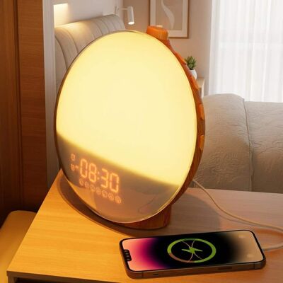Dazzed Corner - Sunrise Alarm Clock, Wake up Light Sunlight Dual Alarms - Wood Dazzed Corner - Sunrise Alarm Clock, Wake up Light Sunlight Dual Alarms - Wood